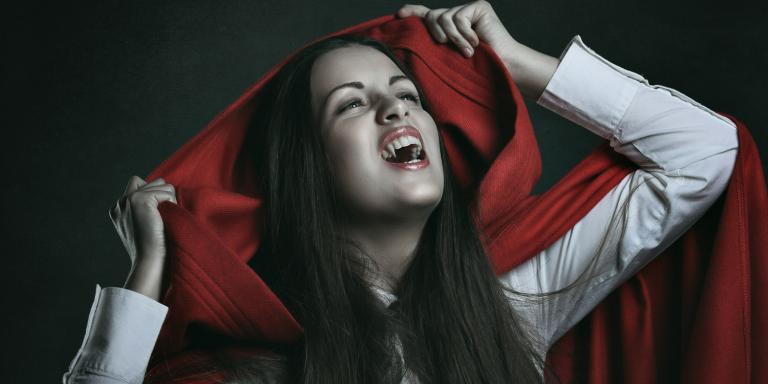 a woman dressed as a vampire